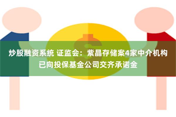 炒股融资系统 证监会：紫晶存储案4家中介机构已向投保基金公司交齐承诺金